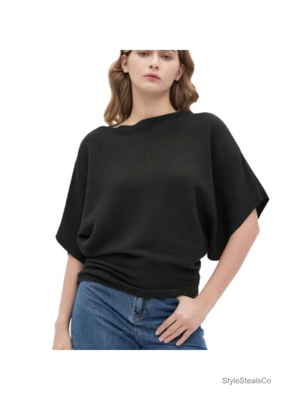 Womens Batwing Short Sleeve Boat Neck Sweater Vest